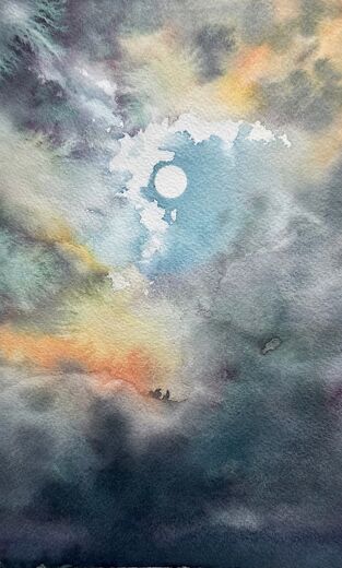 100 dagar av sol, dag 6. Akvarell, 18 × 26 cm.