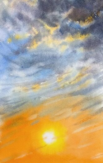 100 dagar av sol, dag 9. Akvarell, 18 × 26 cm.