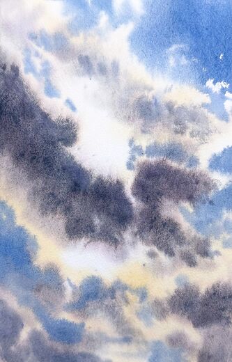100 dagar av sol, dag 12. Akvarell, 18 × 26 cm.