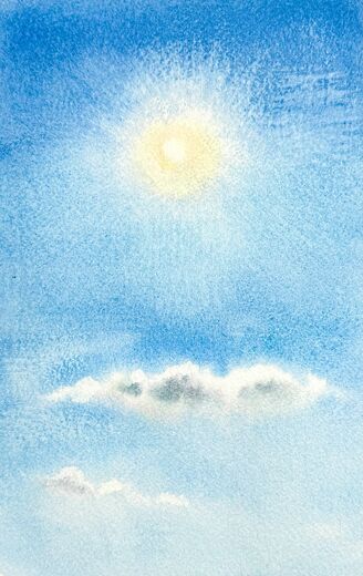 100 dagar av sol, dag 25. Akvarell, 18 × 26 cm.