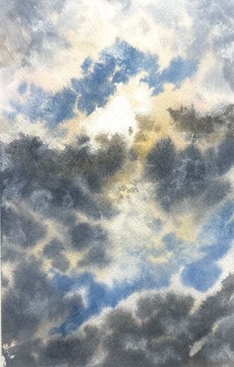 100 dagar av sol, dag 29. Akvarell, 18 × 26 cm.
