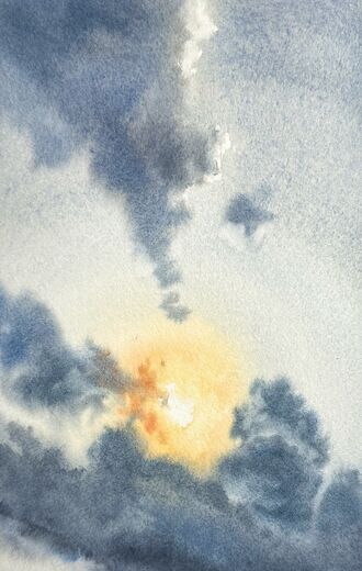 100 dagar av sol, dag 31. Akvarell, 18 × 26 cm.
