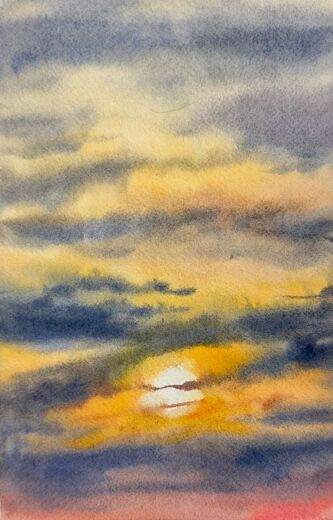 100 dagar av sol, dag 37. Akvarell, 18 × 26 cm.
