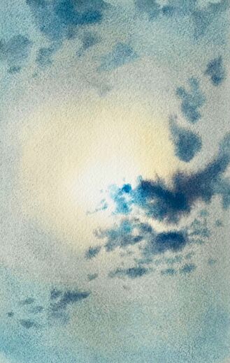 100 dagar av sol, dag 49. Akvarell, 18 × 26 cm.