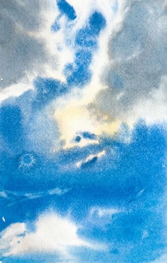 100 dagar av sol, dag 50. Akvarell, 18 × 26 cm.