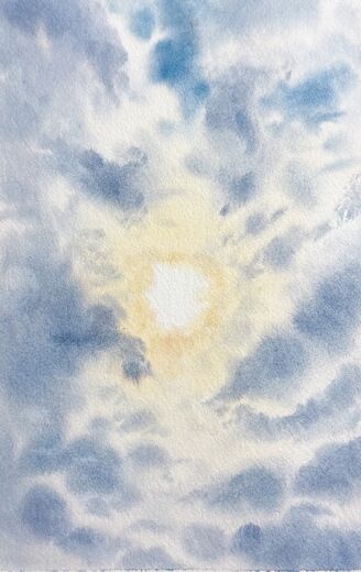 100 dagar av sol, dag 58. Akvarell, 18 × 26 cm.