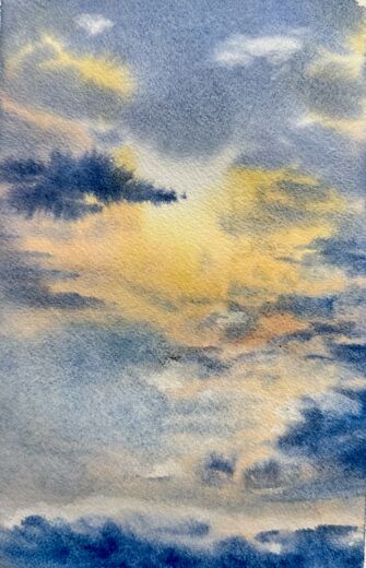 100 dagar av sol, dag 62. Akvarell, 18 × 26 cm.