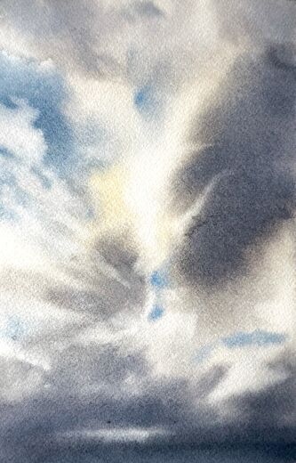 100 dagar av sol, dag 64. Akvarell, 18 × 26 cm.