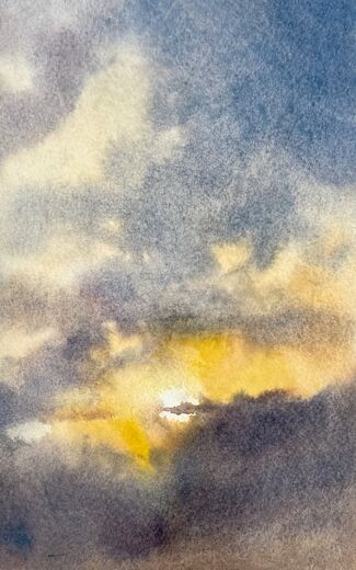 100 dagar av sol, dag 66. Akvarell, 18 × 26 cm.