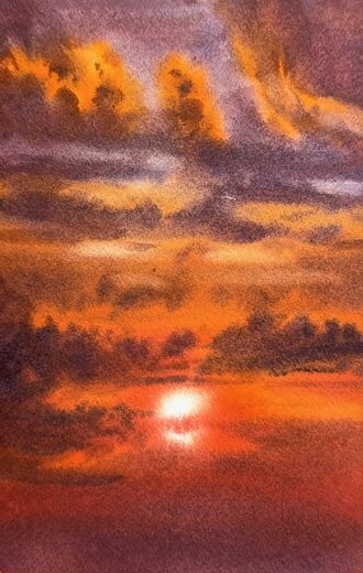 100 dagar av sol, dag 67. Akvarell, 18 × 26 cm.