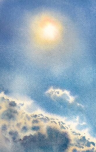 100 dagar av sol, dag 70. Akvarell, 18 × 26 cm.