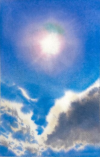 100 dagar av sol, dag 74. Akvarell, 18 × 26 cm.