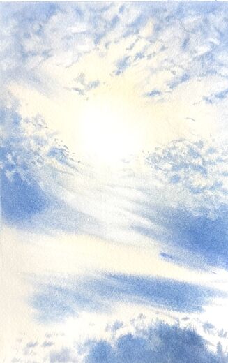100 dagar av sol, dag 80. Akvarell, 18 × 26 cm.