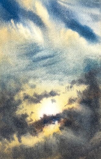 100 dagar av sol, dag 81. Akvarell, 18 × 26 cm.