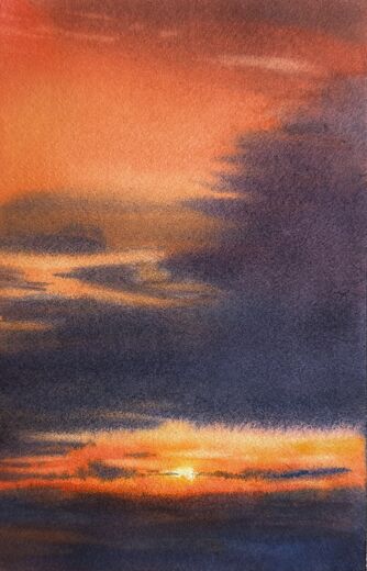 100 dagar av sol, dag 86. Akvarell, 18 × 26 cm.
