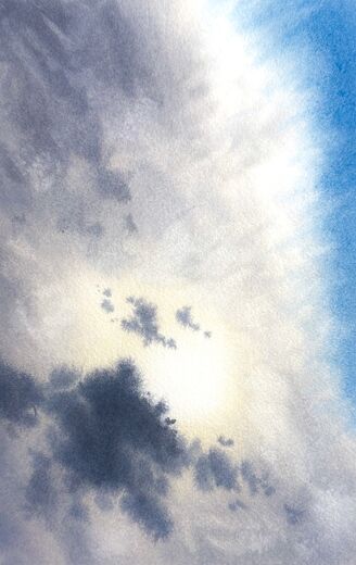 100 dagar av sol, dag 89. Akvarell, 18 × 26 cm.