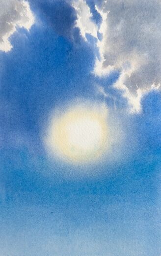 100 dagar av sol, dag 91. Akvarell, 18 × 26 cm.