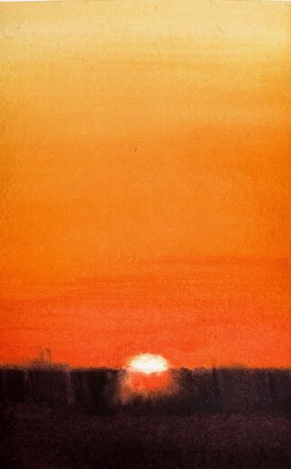 100 dagar av sol, dag 100. Akvarell, 18 × 26 cm.