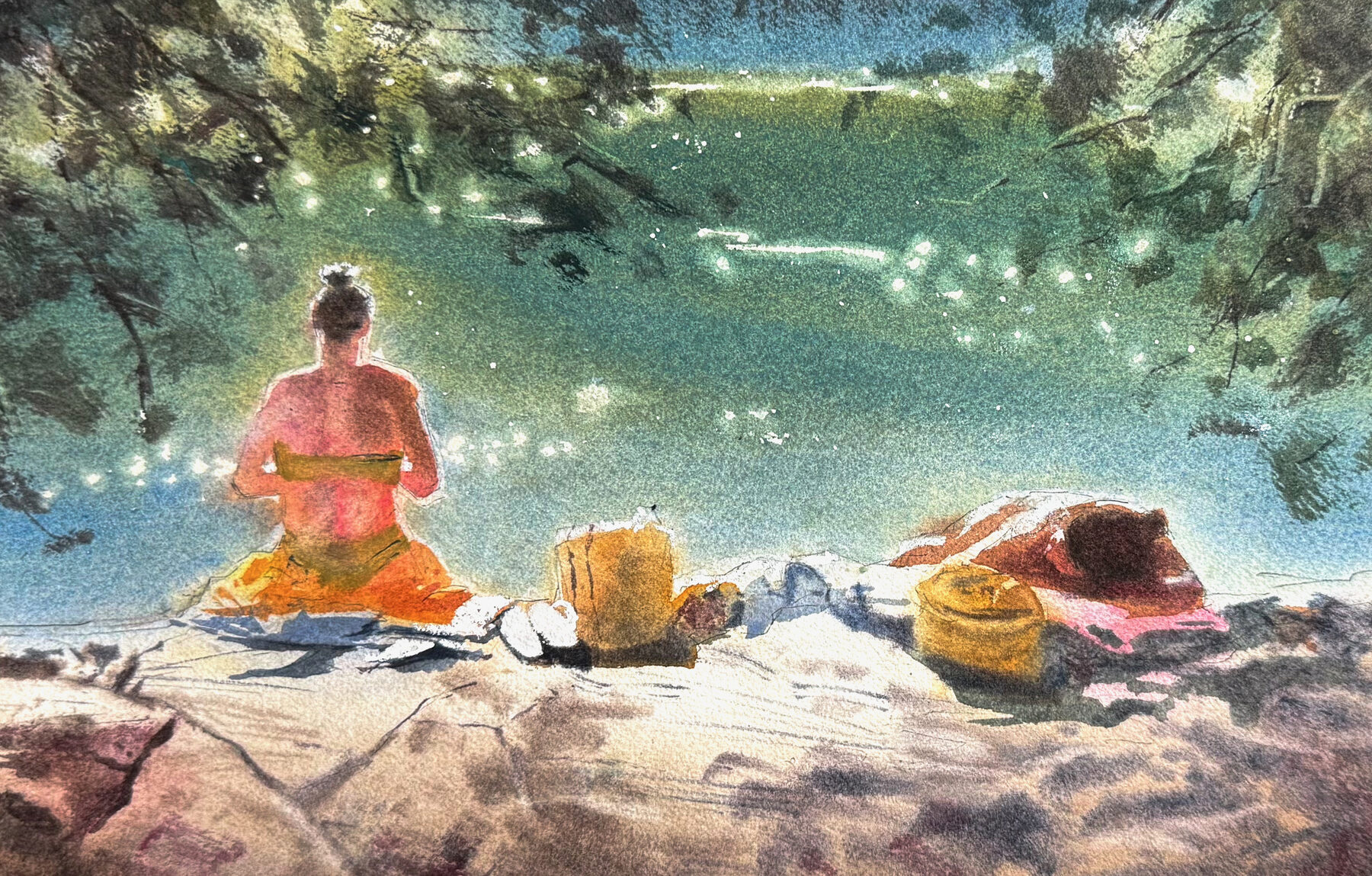 Skärgårdslandskap på Notholmen i mjukt eftermiddagsljus.